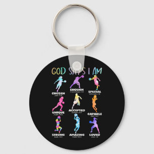 God Says I Am Christian Girls Teens Kids Sketll Ti Keychain