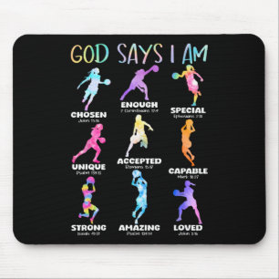 God Says I Am Christian Girls Teens Kids Sketll Ti Mouse Pad