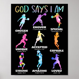 God Says I Am Christian Girls Teens Kids Sketll Ti Poster