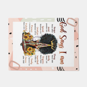 God Says I Am Christian Melanin Sista Black Woman Doormat
