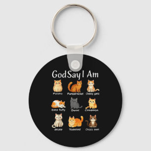 God Says I Am Cute Cat Women Men Keychain