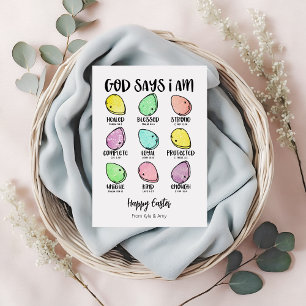 God Says i Am Easter Egg Bible Verse Motivational Holiday Card