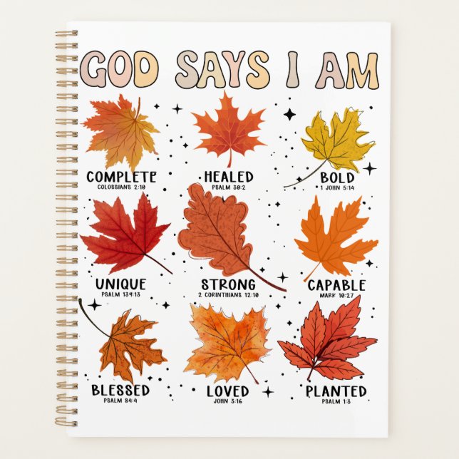 God says I am fall autumn harvest Thanksgiving fun Planner (Front)
