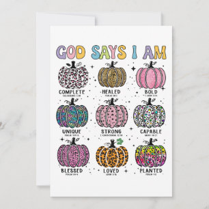 God says I am fall harvest thanksgiving thankful Invitation