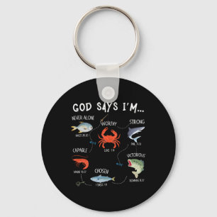 God Says I Am Fishing Christian Fisher Bible Verse Keychain