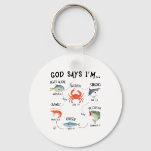 God Says I Am Fishing Christian Fisher Bible Verse Keychain