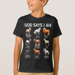 God Says I Am Horse Christian Girl Teen Boy Bible  T-Shirt