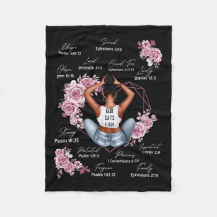 God Says I Am Melanin Black History Month African Fleece Blanket