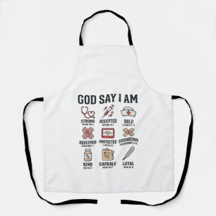 God Says I Am Nurse Faith Vintage Engraving Design Apron