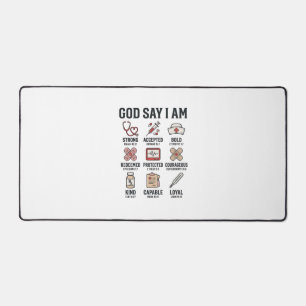 God Says I Am Nurse Faith Vintage Engraving Design Desk Mat