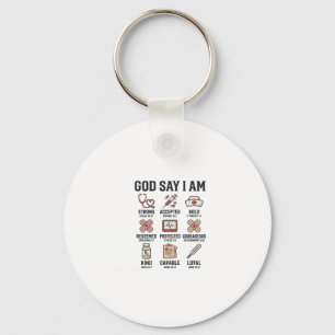 God Says I Am Nurse Faith Vintage Engraving Design Keychain