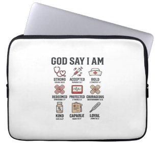 God Says I Am Nurse Faith Vintage Engraving Design Laptop Sleeve