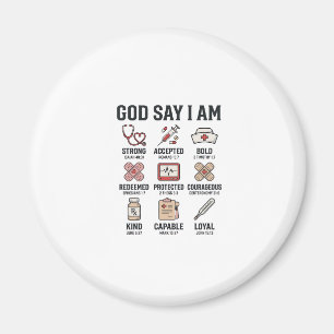 God Says I Am Nurse Faith Vintage Engraving Design Magnet