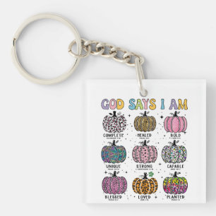 God says I am pumpkin fall autumn harvest falling Keychain