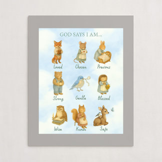 God Says I Am – Scripture Declaration Nursery Wal Poster