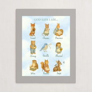 God Says I Am – Scripture Declaration Nursery Wall Poster