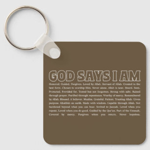 God Says I Am Strong Muslim Faith Inspirational Keychain