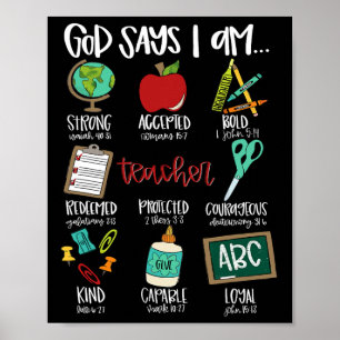 God Says I Am... Teacher First Day Of School Back Poster