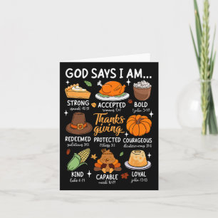 God Says I Am Thanksgiving Blessed Fall Leaves Chr Card