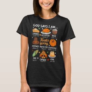 God Says I Am Thanksgiving Blessed Fall Leaves Chr T-Shirt