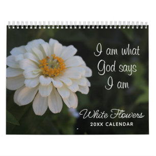 God Says I am White Floral Calendar