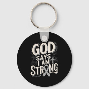 God Says Im Strong Survivor Diabetes Awareness  Keychain