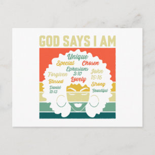 God Says I'm Unique Special Chosen - Melanin Black Holiday Postcard
