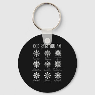 God Says You Are Christian Snowflake Christmas Bib Keychain