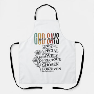 God Says You Are Faith Flower Vintage Shirt Design Apron