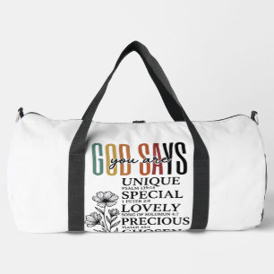 God Says You Are Faith Flower Vintage Shirt Design Duffle Bag
