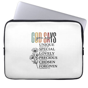 God Says You Are Faith Flower Vintage Shirt Design Laptop Sleeve