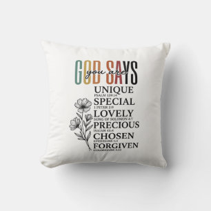 God Says You Are Faith Flower Vintage Shirt Design Throw Pillow