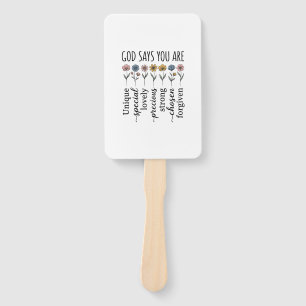 God Says You Are Floral Christian Vector Design_1 Hand Fan