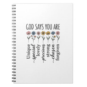 God Says You Are Floral Christian Vector Design_1 Notebook