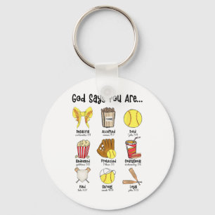 God Says You Are Softll Player Christian Cross Fai Keychain