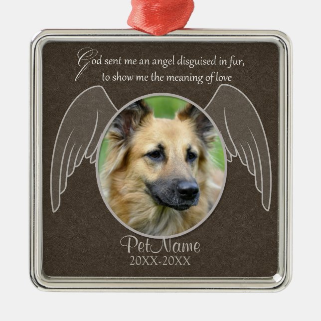 God Sent an Angel Pet Sympathy Custom Metal Ornament (Front)