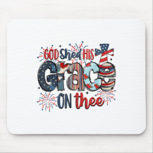 God Shed His Grace On Thee 4th Of July Groovy Patr Mouse Pad