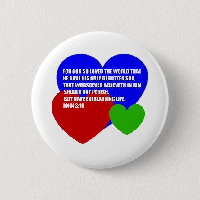 God So Loved the World Bible Verse 2 Inch Round Button (Front)