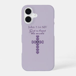 God So Loved the World Lavender Heart Cross iPhone 16 Case
