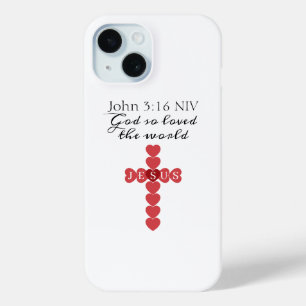 God So Loved the World Red Heart Cross iPhone 15 Case