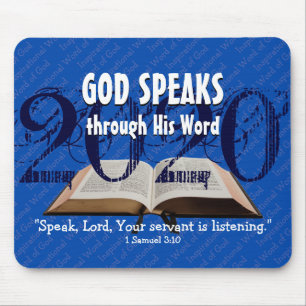 GOD SPEAKS Bible Year 2020 Custom Scripture BLUE Mouse Pad