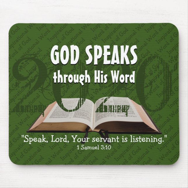 GOD SPEAKS Bible Year 2020 Custom Scripture GREEN Mouse Pad (Front)
