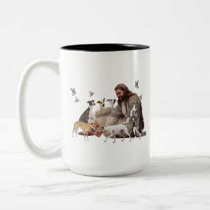 God Surrounded By Whippet  Two-Tone Coffee Mug