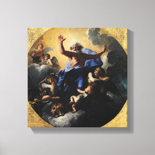 God the Father Carried by Angels Canvas Print (Front)