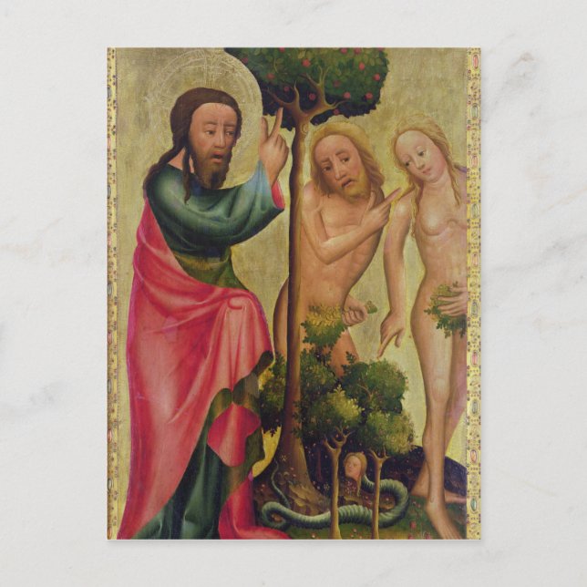 God the Father Punishes Adam and Eve Postcard (Front)