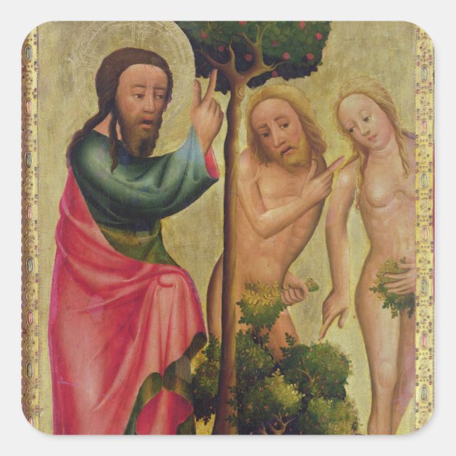 God the Father Punishes Adam and Eve Square Sticker (Front)