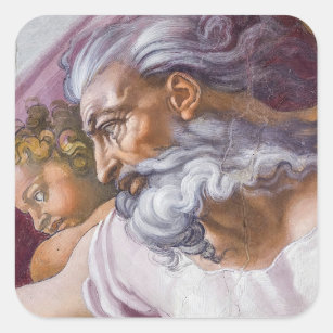 God the Father, Sistine Chapel by Michelangelo Square Sticker
