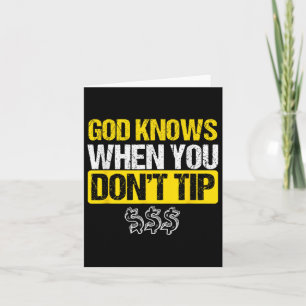 God White Tip Bartender Barman Waiter Pub Gift Card