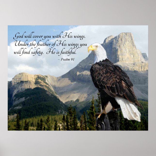 God Will Cover You With His Wings Psalm 91 Poster (Front)