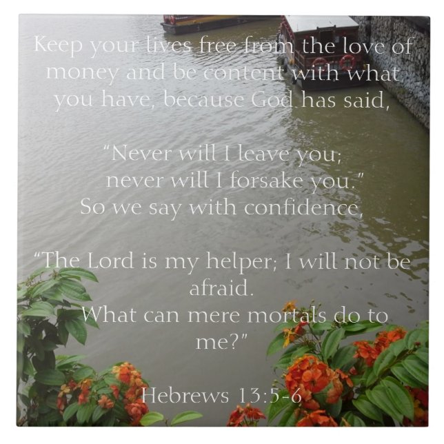 God will never leave you. Christian Gift Tile (Front)